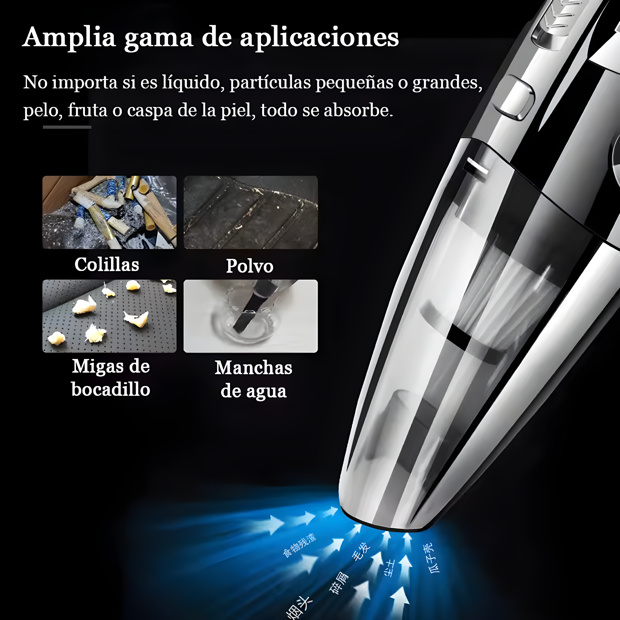 Aspiradora de Mano Inalámbrica con Potente Succión