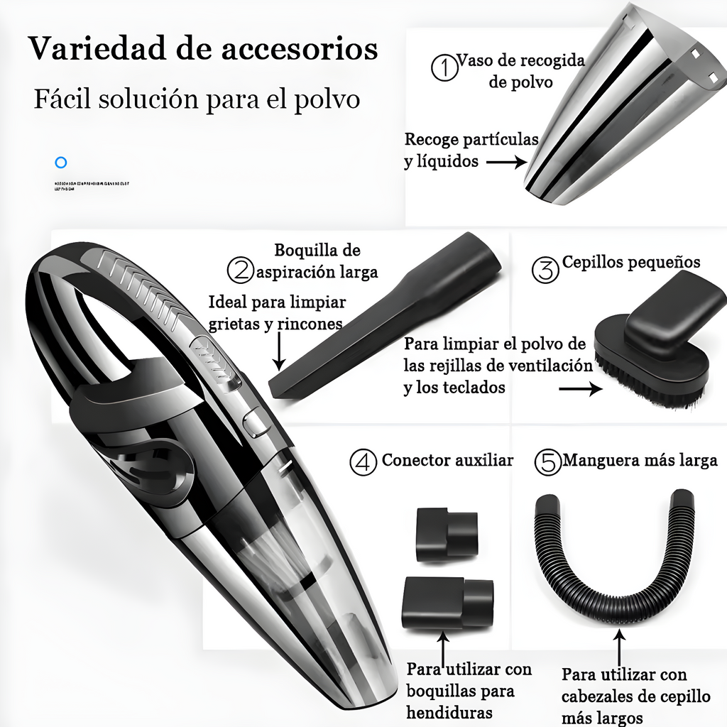 Aspiradora de Mano Inalámbrica con Potente Succión