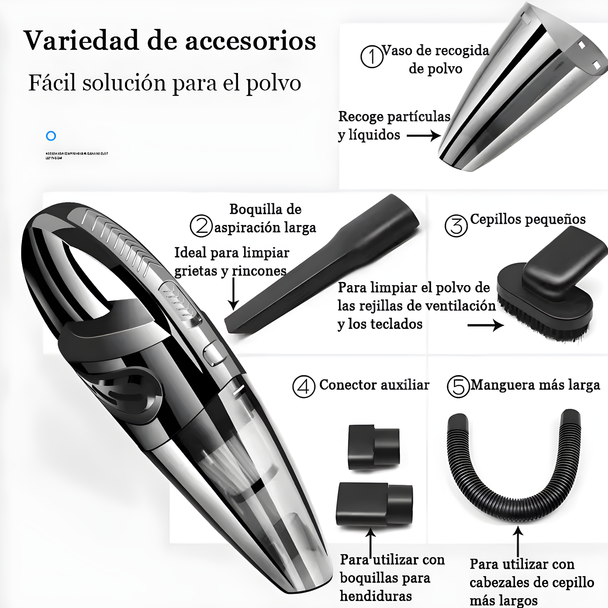Aspiradora de Mano Inalámbrica con Potente Succión